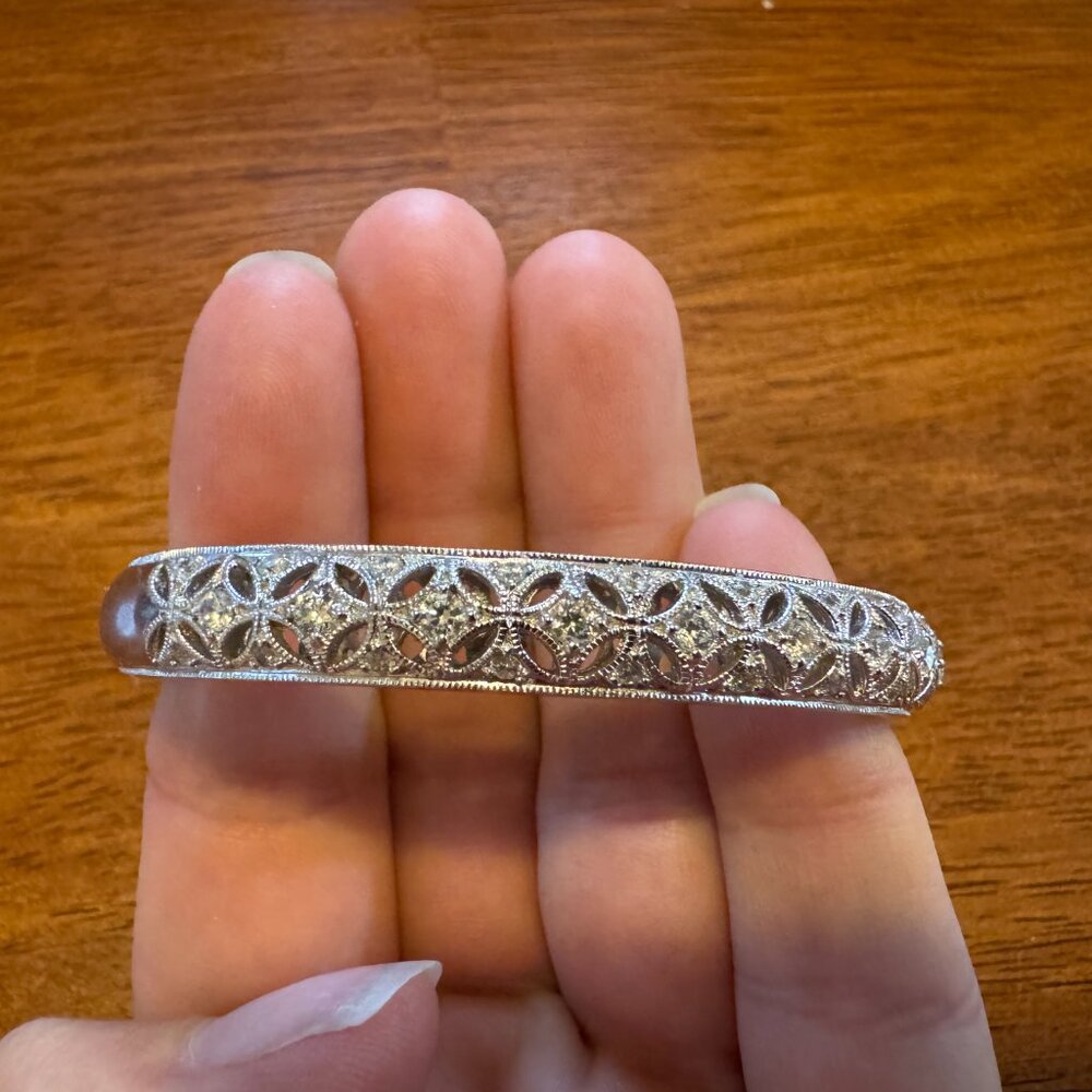 Tacori Sterling Silver CZ Hinged Cuff Bracelet